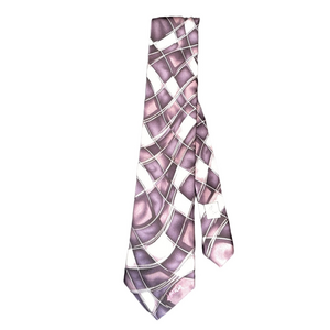 J. Garcia Purple and White Geometric Tie Artist Numbered 68/300